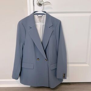 H&M Oversized Double-Breasted Blazer | size medium | dusty blue